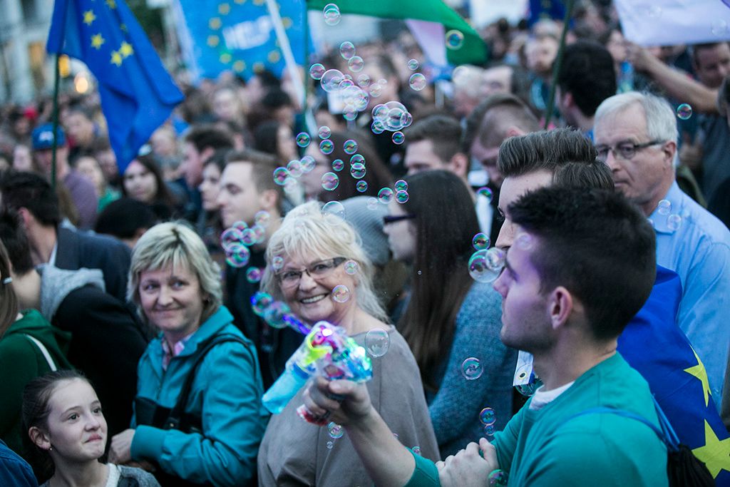 Momentum Mozgalom Európához tartozunk! jelmondattal meghirdetett demonstrációja Fotó: Horváth Péter Gyula