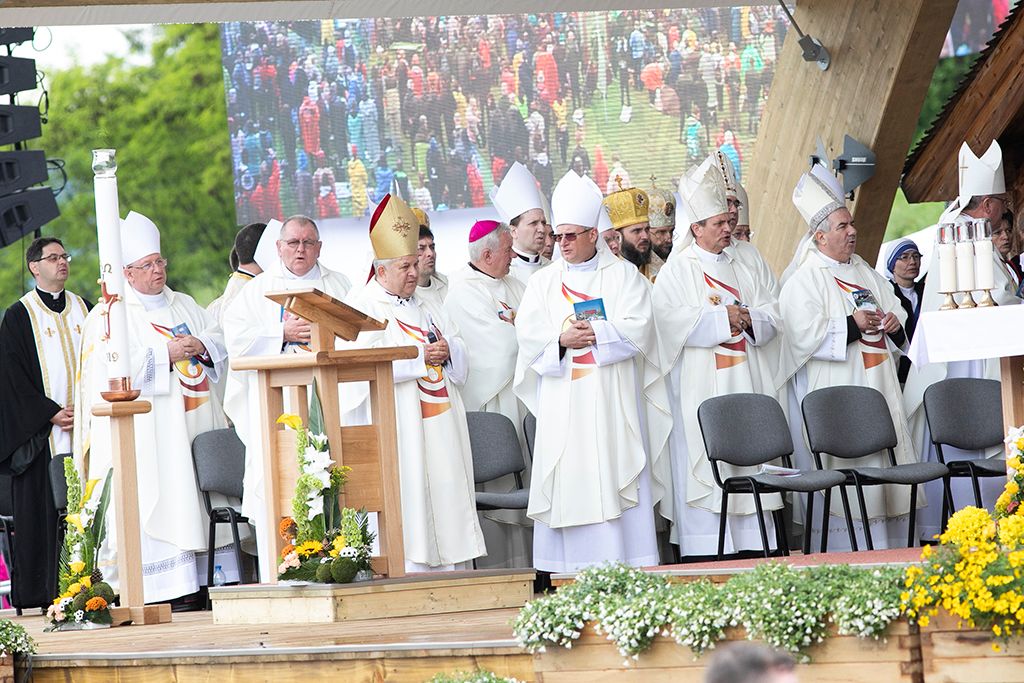 Csíksomlyó, 2019. június 1.Ferenc pápa szentmisét pontifikál a csíksomlyói hegynyeregben, Erdélyben 2019. június 1-jén. A katolikus egyházfő háromnapos pasztorális és ökumenikus apostoli látogatáson vesz részt Romániában.