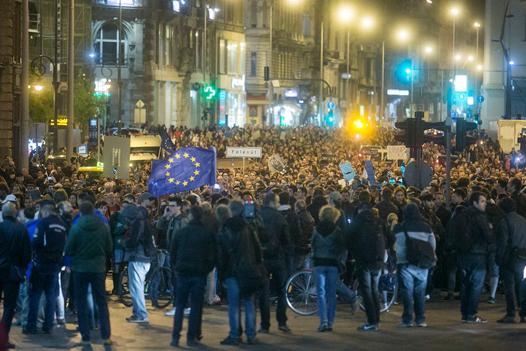 Tüntetés a civil szervezetekről szóló törvénytervezet ellen Budapesten Fotó: Horváth Péter Gyula
