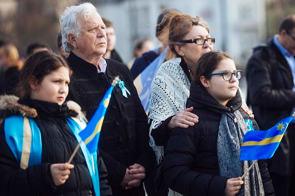 A székely szabadság napja alkalmából tartottak megemlékezést és tüntetés a Hősök terén. Beszédet mondott Pánczél Károly, Schiffer András  és György-Mózes Árpád Fotó: Horváth Péter Gyula