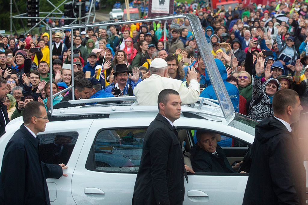 Csíksomlyó, 2019. június 1.Ferenc pápa szentmisét pontifikál a csíksomlyói hegynyeregben, Erdélyben 2019. június 1-jén. A katolikus egyházfő háromnapos pasztorális és ökumenikus apostoli látogatáson vesz részt Romániában.