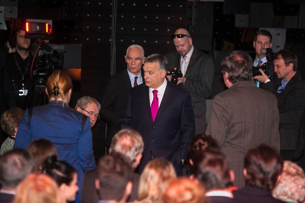 Orbán Viktor miniszterelnök hagyományos évértékelő beszédét tartja a Várkert Bazárban 2017. február 10-én. Fotó: Horváth Péter Gyula