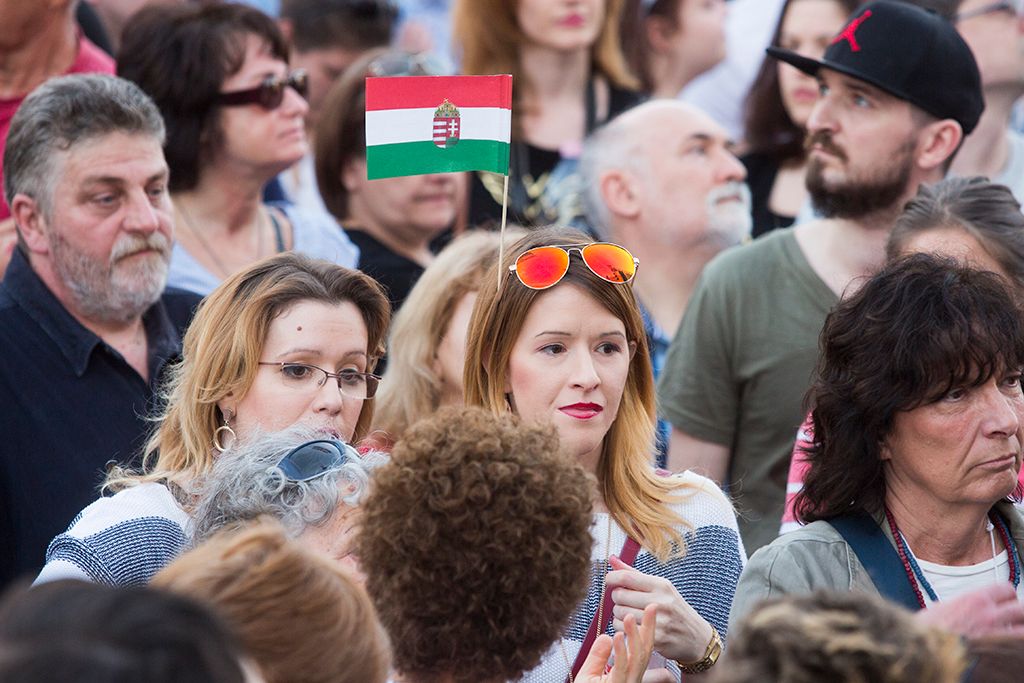 A Facebookon meghirdetett, ellenzéki pártok részvételével tartott demonstráció Budapesten Fotó: Horváth Péter Gyula