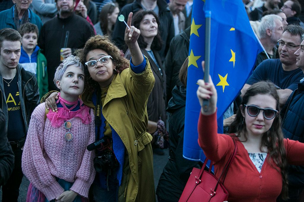 Momentum Mozgalom Európához tartozunk! jelmondattal meghirdetett demonstrációja Fotó: Horváth Péter Gyula