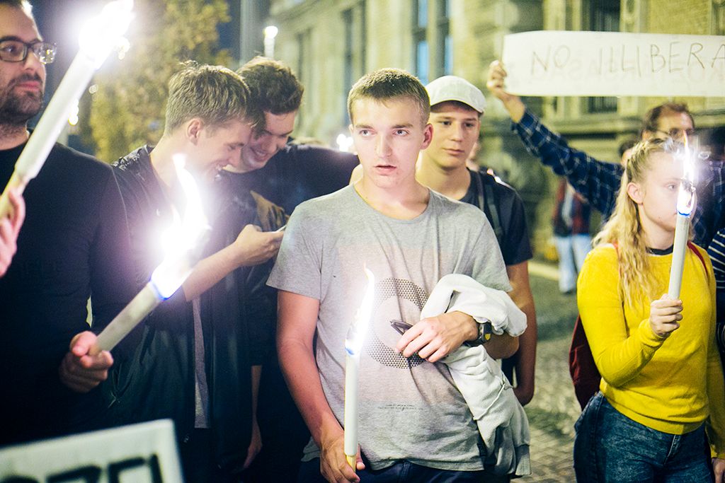 Fáklyás felvonulás a Corvinus Egyetemért - demonstráció a Lehet Más a Jövő szervezésében Fotó: Horváth Péter Gyula
