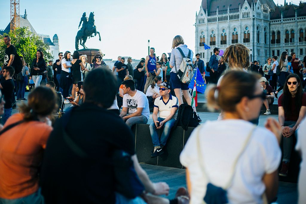 A választási eredménnyel elégedetlenek tüntetnek Budapesten 2.0 Mi vagyunk a többség - újabb tüntetés a demokráciáért! címmel meghirdetett demonstráció 2018. április 21-én. Fotó: Horváth Péter Gyula