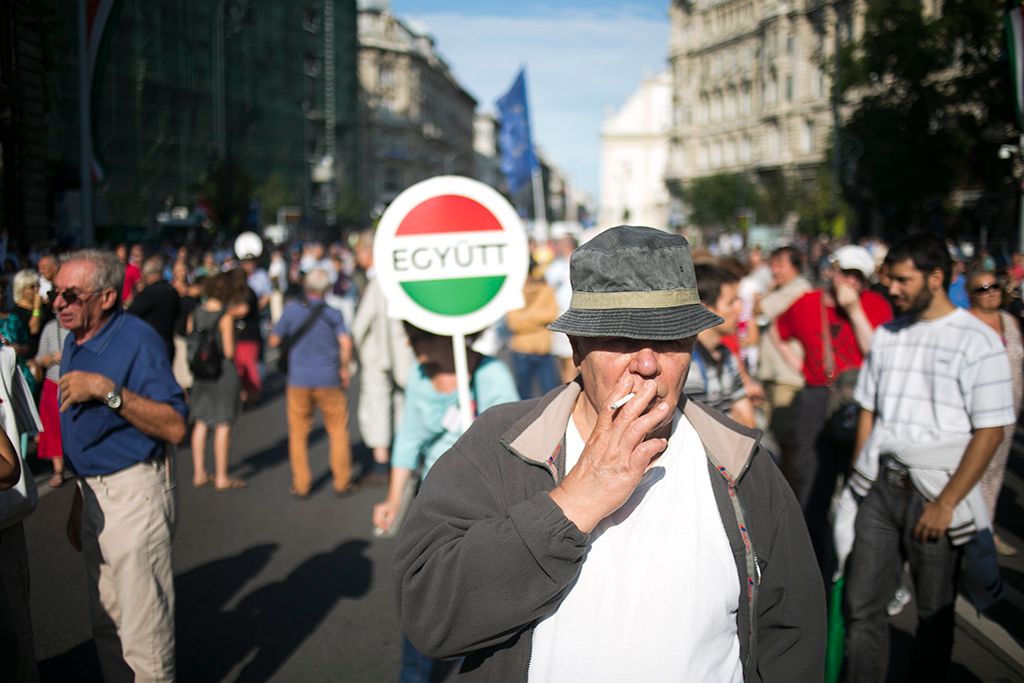 A Függetlenség Napja elnevezésű ellenzéki tüntetés Budapesten V. kerületében, a Szabad sajtó úton 2017. augusztus 20-án. Fotó: Horváth Péter Gyula