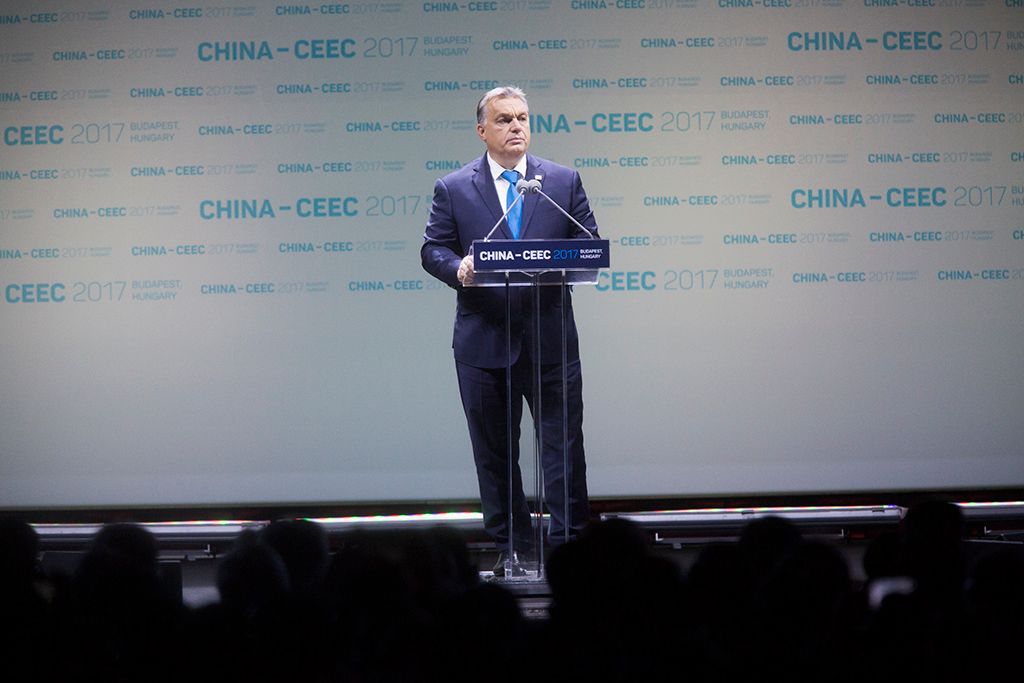 Orbán Viktor miniszterelnök felszólal a Kína-Kelet-Közép-Európa csúcstalálkozón Fotó: Horváth Péter Gyula