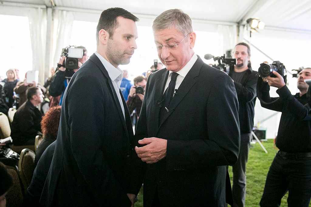 A Demokratikus Koalíció "Gyere bátran, Magyarország!" címmel rendezvénye. Az eseményen beszédet mondott Gyurcsány Ferenc, a DK elnöke, Lendvai Ildikó, az MSZP korábbi elnöke, Kuncze Gábor, az SZDSZ korábbi elnöke, valamint Homonnay Gergely író, újságíró. Fotó: Horváth Péter Gyula