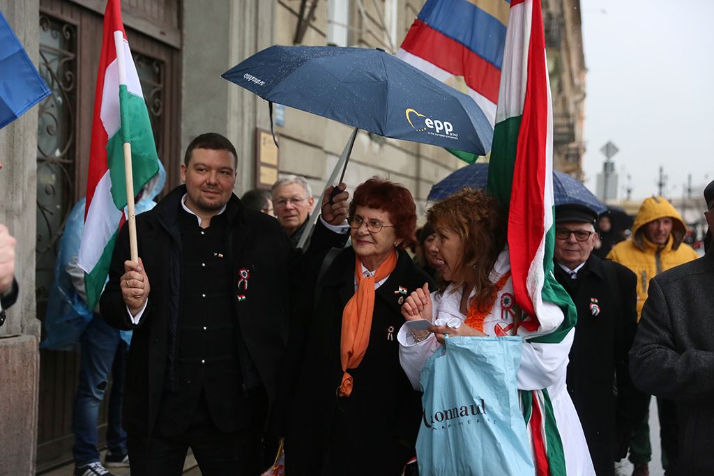 A Békemenet résztvevői 2018. március 15-én.  Fotó: Horváth Péter Gyula