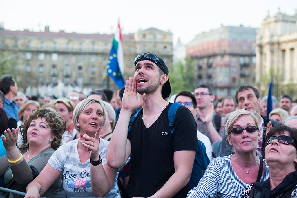 A Facebookon meghirdetett, ellenzéki pártok részvételével tartott demonstráció Budapesten Fotó: Horváth Péter Gyula