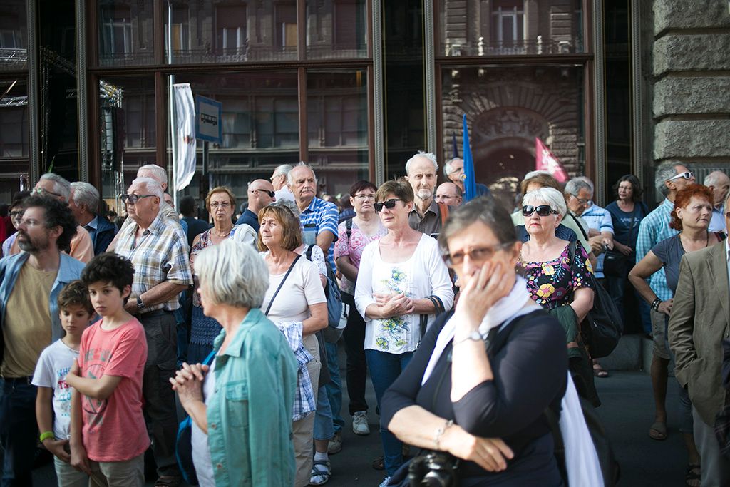 A Függetlenség Napja elnevezésű ellenzéki tüntetés Budapesten V. kerületében, a Szabad sajtó úton 2017. augusztus 20-án. Fotó: Horváth Péter Gyula