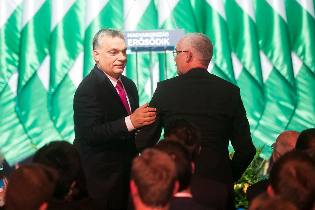 Orbán Viktor miniszterelnök hagyományos évértékelő beszédét tartja a Várkert Bazárban 2017. február 10-én. Fotó: Horváth Péter Gyula