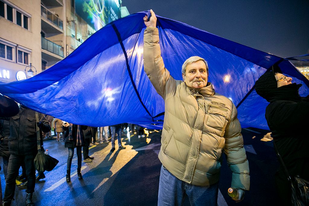 Résztvevők a Váltsunk rendszert közösen az oktatásban címmel meghirdetett diáktüntetésen Budapesten 2018. február 23-án. Fotó: Horváth Péter Gyula