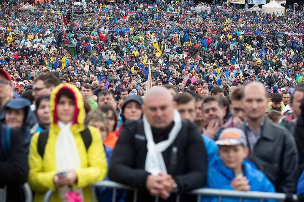 Csíksomlyó, 2019. június 1.Ferenc pápa szentmisét pontifikál a csíksomlyói hegynyeregben, Erdélyben 2019. június 1-jén. A katolikus egyházfő háromnapos pasztorális és ökumenikus apostoli látogatáson vesz részt Romániában.