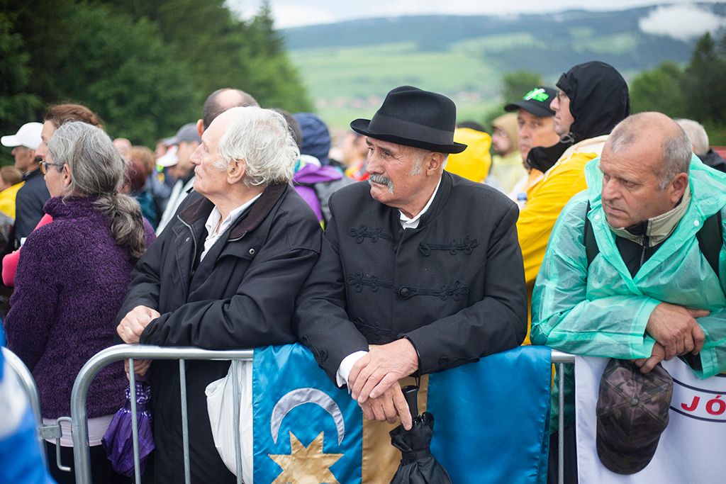 Csíksomlyó, 2019. június 1.Ferenc pápa szentmisét pontifikál a csíksomlyói hegynyeregben, Erdélyben 2019. június 1-jén. A katolikus egyházfő háromnapos pasztorális és ökumenikus apostoli látogatáson vesz részt Romániában.