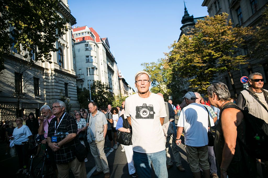Demszky Gábor a  Demokratikus Koalíció  kormányellenes demonstrációján Fotó: Horváth Péter Gyula