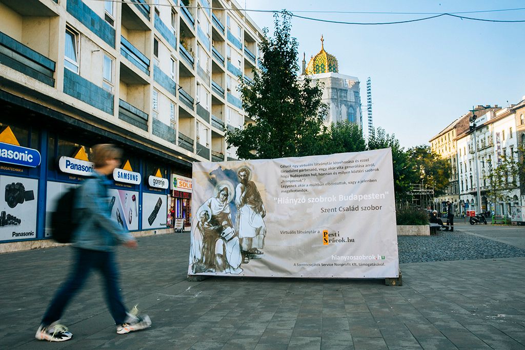 Hiányzó szobrok Üllői út – Ferenc körút sarok A szent család üzenete a mának Fotó: Horváth Péter Gyula