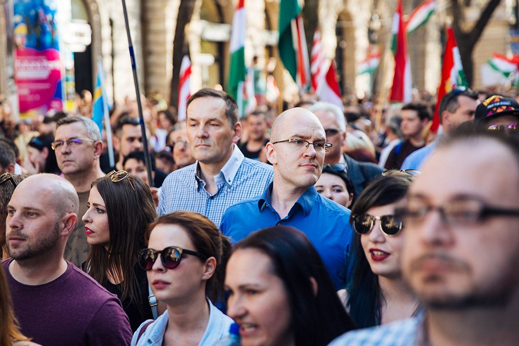 A Facebookon meghirdetett, ellenzéki pártok részvételével tartott demonstráció Budapesten Fotó: Horváth Péter Gyula