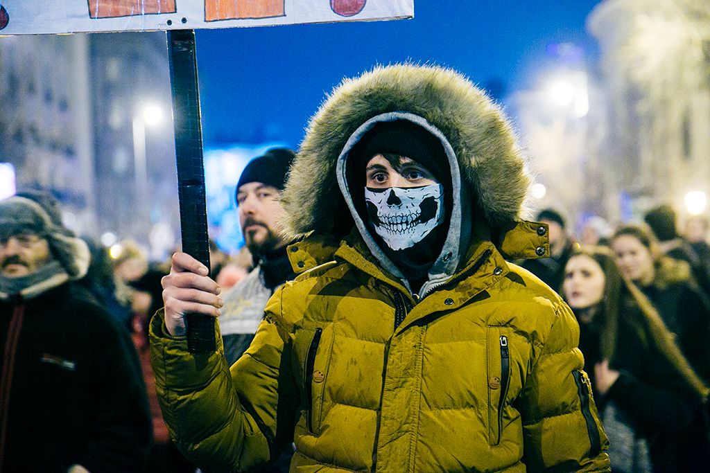 Résztvevők a Váltsunk rendszert közösen az oktatásban címmel meghirdetett diáktüntetésen Budapesten 2018. február 23-án. Fotó: Horváth Péter Gyula