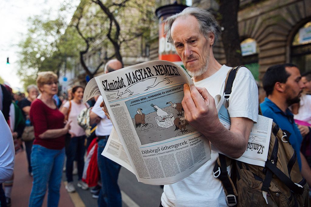 A Facebookon meghirdetett, ellenzéki pártok részvételével tartott demonstráció Budapesten Fotó: Horváth Péter Gyula