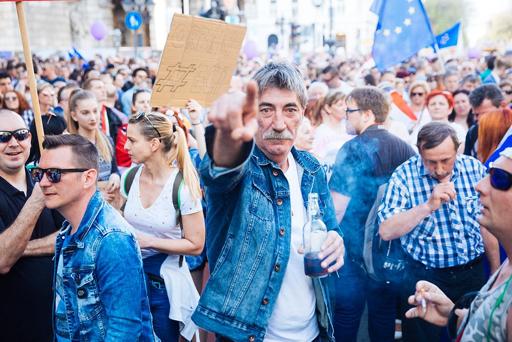 A Facebookon meghirdetett, ellenzéki pártok részvételével tartott demonstráció Budapesten Fotó: Horváth Péter Gyula