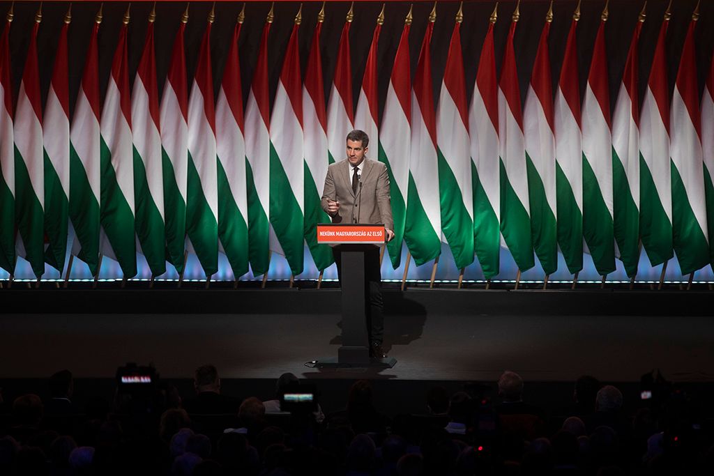 Kocsis Máté, a Fidesz parlamenti frakcióvezetője a párt 29. tisztújító kongresszusán a Hungexpón  Fotó: Horváth Péter Gyula