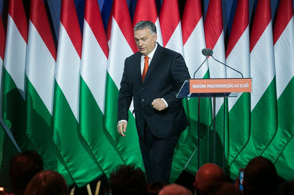 Budapest, 2018. február 18. Orbán Viktor miniszterelnök hagyományos évértékelő beszédét tartja a Várkert Bazárban 2018. február 18-án. Fotó: Horváth Péter Gyula