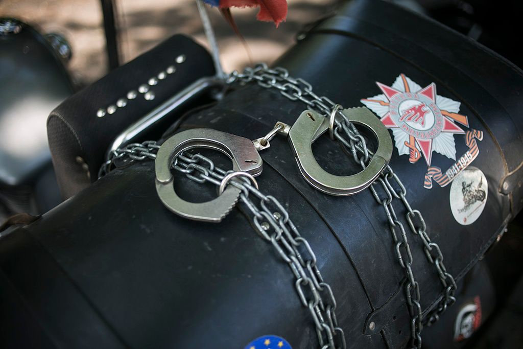 Fiumei úti Sírkertben, az Orosz  Éjszakai Farkasok-Motorosok koszorúzást tartottak  a II.világháborúban elesett szovjet katonák emlékművénél Fotó: Horváth Péterc Gyula