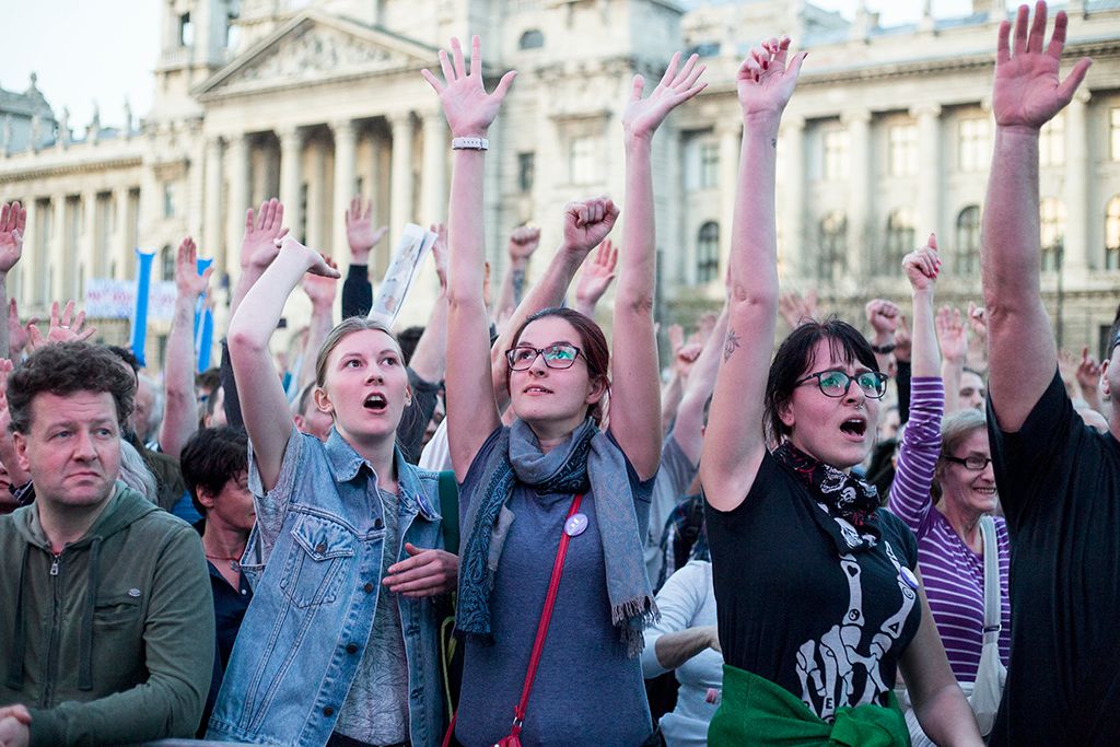 A Facebookon meghirdetett, ellenzéki pártok részvételével tartott demonstráció Budapesten Fotó: Horváth Péter Gyula