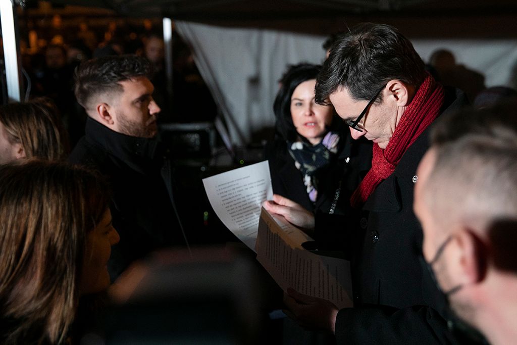 Karácsony Gergely és Osváth Zsolt  a tüntetésen 1-HPGy