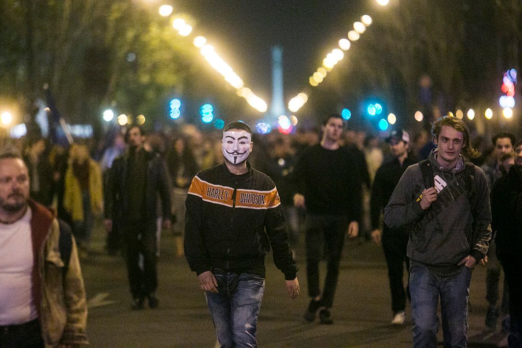 Az Oktatási szabadságot csoport demonstrációja után tiltakozók tovább vonultak Fotó: Horváth Péter Gyula