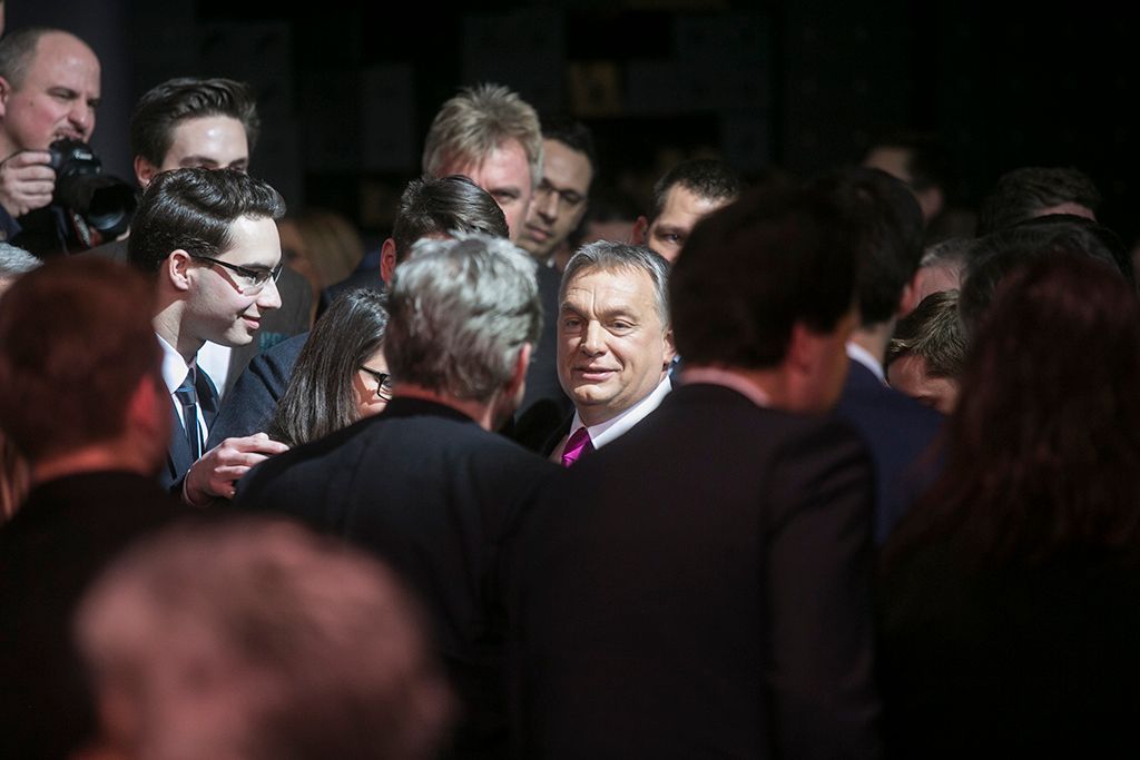 Orbán Viktor miniszterelnök hagyományos évértékelő beszédét tartja a Várkert Bazárban 2017. február 10-én. Fotó: Horváth Péter Gyula
