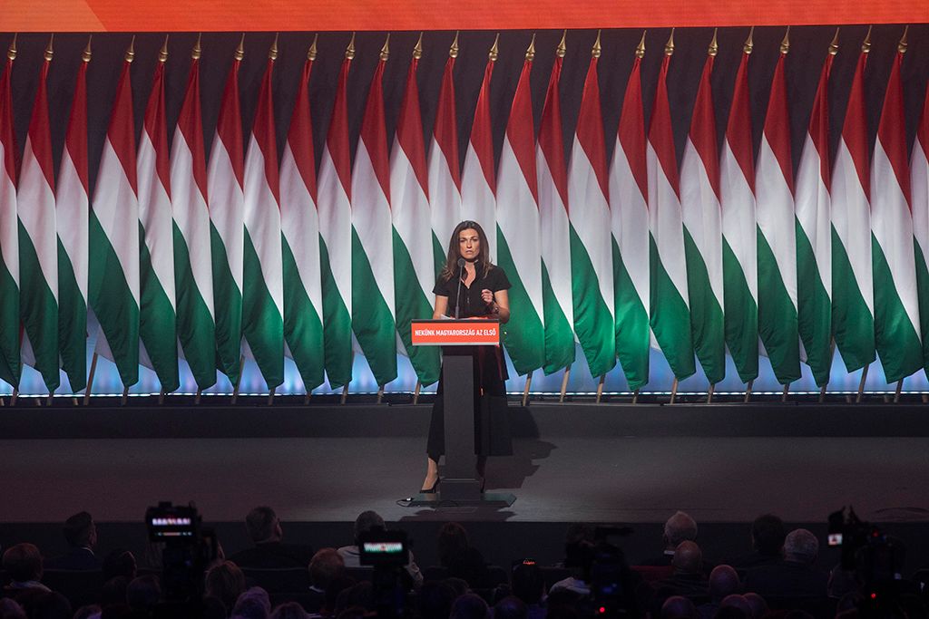 Varga Judit igazságügyi miniszter beszédet mond a Fidesz 29. tisztújító kongresszusán Budapesten Fotó: Horváth Péter Gyula