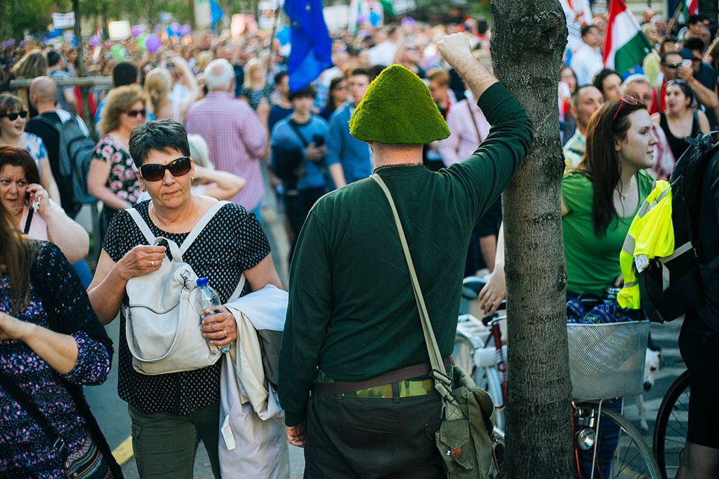A választási eredménnyel elégedetlenek tüntetnek Budapesten 2.0 Mi vagyunk a többség - újabb tüntetés a demokráciáért! címmel meghirdetett demonstráció 2018. április 21-én. Fotó: Horváth Péter Gyula