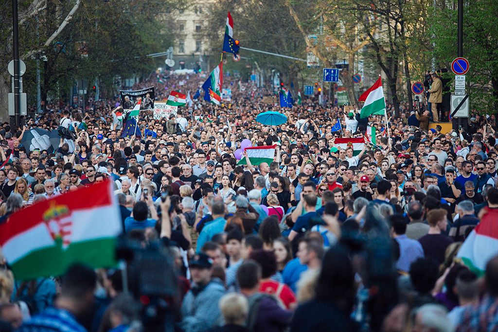 A Facebookon meghirdetett, ellenzéki pártok részvételével tartott demonstráció Budapesten Fotó: Horváth Péter Gyula