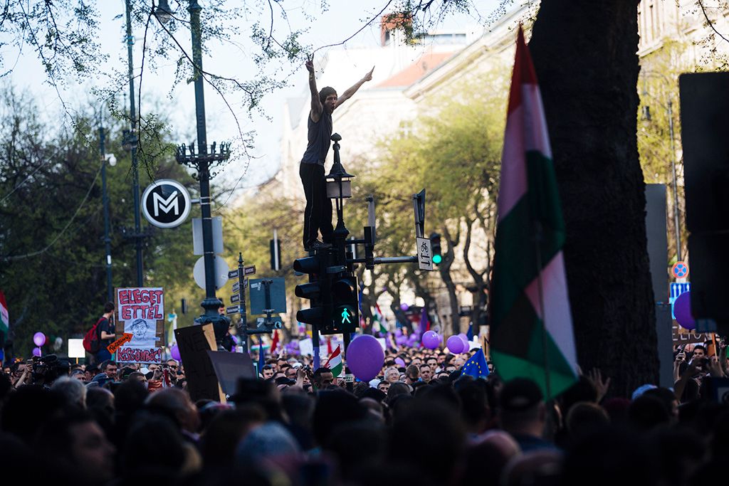 A Facebookon meghirdetett, ellenzéki pártok részvételével tartott demonstráció Budapesten Fotó: Horváth Péter Gyula