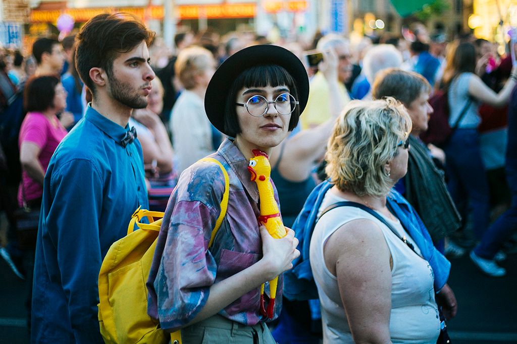 A választási eredménnyel elégedetlenek tüntetnek Budapesten 2.0 Mi vagyunk a többség - újabb tüntetés a demokráciáért! címmel meghirdetett demonstráció 2018. április 21-én. Fotó: Horváth Péter Gyula