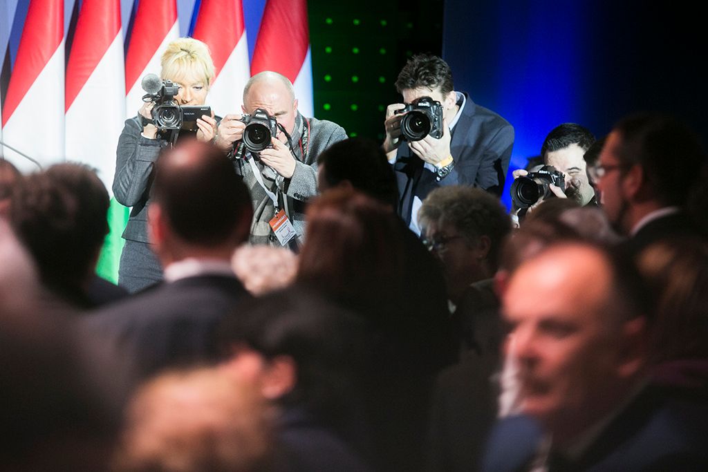 Budapest, 2018. február 18. Orbán Viktor miniszterelnök hagyományos évértékelő beszédét tartja a Várkert Bazárban 2018. február 18-án. Fotó: Horváth Péter Gyula