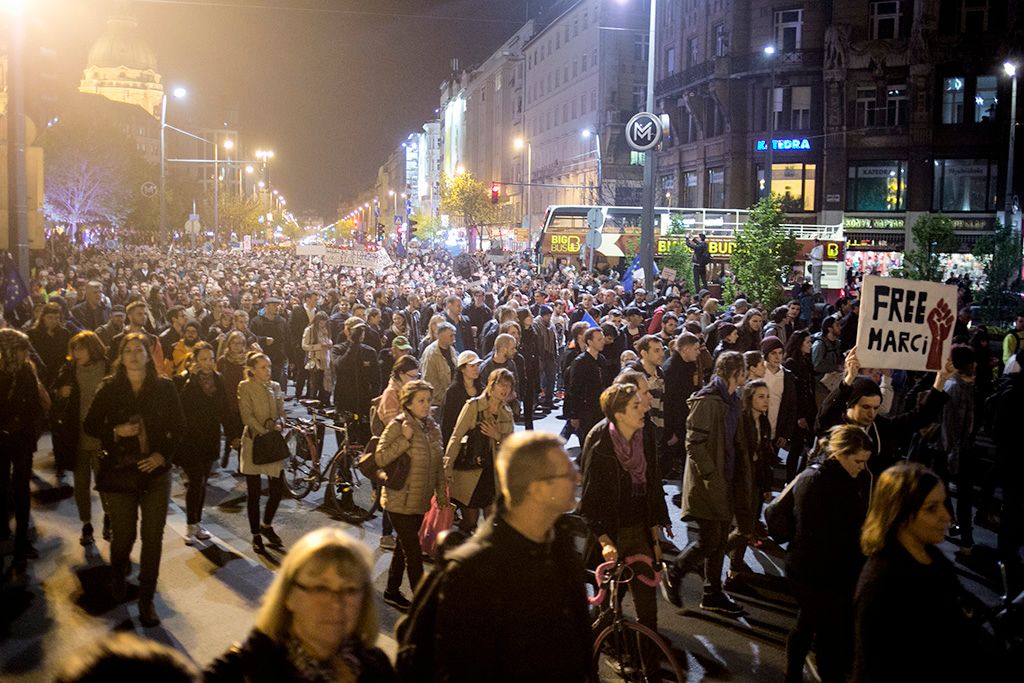 Tüntetés a civil szervezetekről szóló törvénytervezet ellen Budapesten Fotó: Horváth Péter Gyula