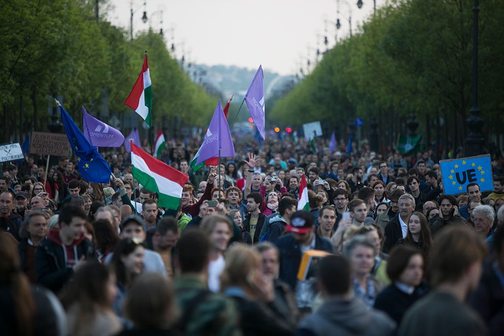 Momentum Mozgalom Európához tartozunk! jelmondattal meghirdetett demonstrációja Fotó: Horváth Péter Gyula