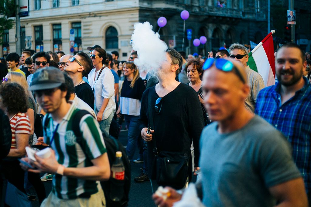 A választási eredménnyel elégedetlenek tüntetnek Budapesten 2.0 Mi vagyunk a többség - újabb tüntetés a demokráciáért! címmel meghirdetett demonstráció 2018. április 21-én. Fotó: Horváth Péter Gyula