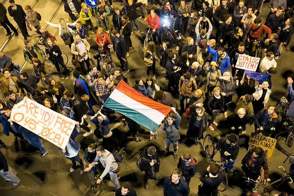 Tüntetés a civil szervezetekről szóló törvénytervezet ellen Budapesten Fotó: Horváth Péter Gyula