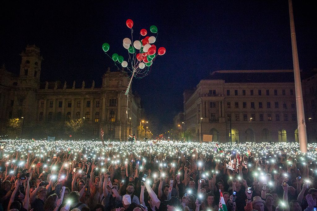 A Facebookon meghirdetett, ellenzéki pártok részvételével tartott demonstráció Budapesten Fotó: Horváth Péter Gyula