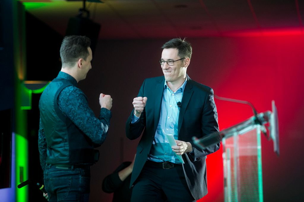 Karácsony Gergely beszédet tart  az MSZP budapesti évadnyitó rendezvényén Fotó: Horváth Péter Gyula