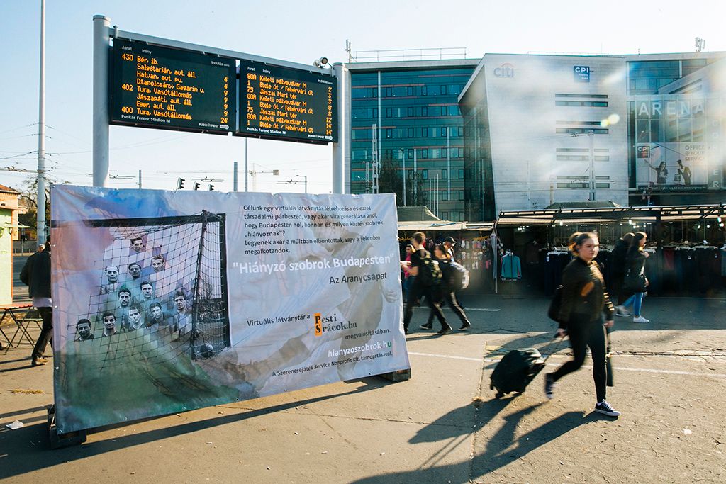 Hiányzó szobrok Puskás Ferenc Stadion metrómegálló Az Aranycsapat – „először” együtt Fotó: Horváth Péter Gyula
