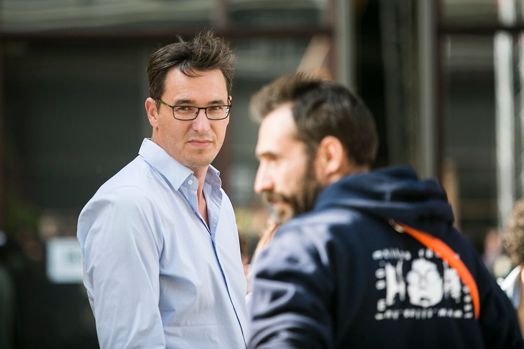 Karácsony Gergely és Vágó Gábor, a Párbeszéd miniszterelnök-jelöltje a Függetlenség Napja elnevezésű ellenzéki tüntetésen a főváros V. kerületében, a Szabad sajtó úton 2017. augusztus 20-án. Fotó: Horváth Péter GYula