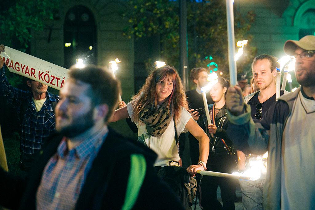 Fáklyás felvonulás a Corvinus Egyetemért - demonstráció a Lehet Más a Jövő szervezésében Fotó: Horváth Péter Gyula