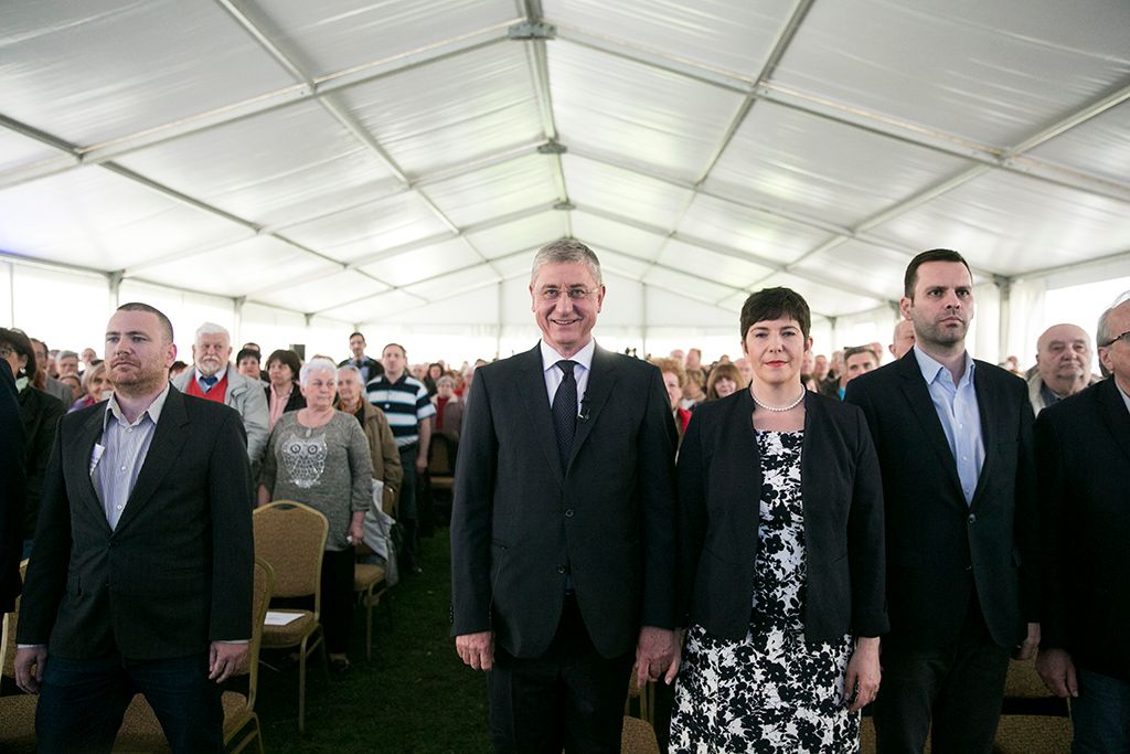 A Demokratikus Koalíció "Gyere bátran, Magyarország!" címmel rendezvénye. Az eseményen beszédet mondott Gyurcsány Ferenc, a DK elnöke, Lendvai Ildikó, az MSZP korábbi elnöke, Kuncze Gábor, az SZDSZ korábbi elnöke, valamint Homonnay Gergely író, újságíró. Fotó: Horváth Péter Gyula