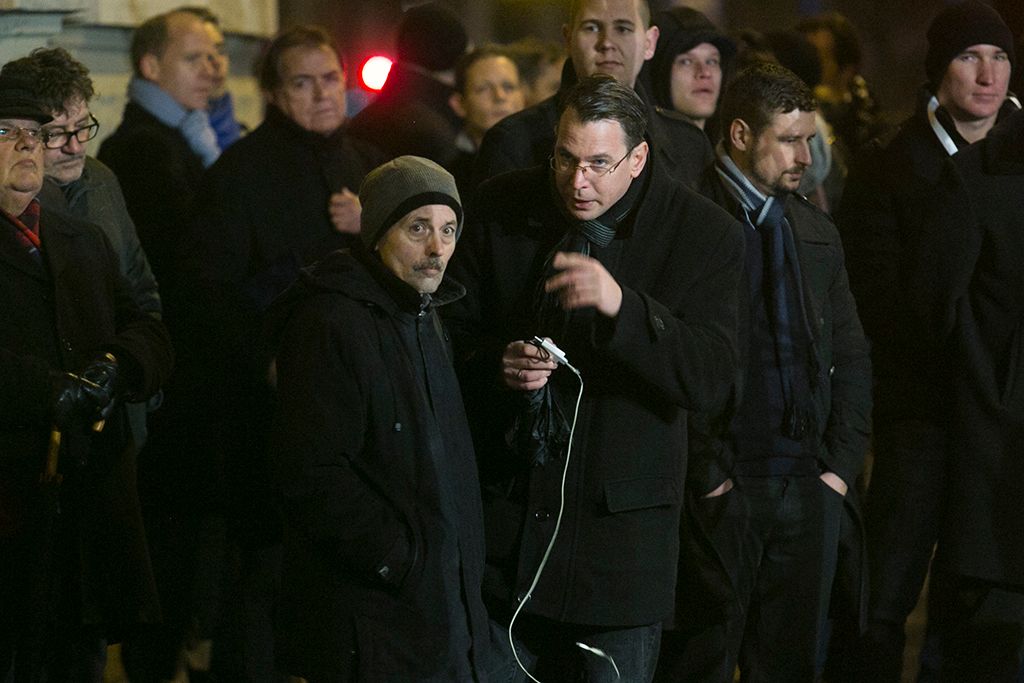 Jobbik farkació tagjai a Jobbik tüntetésen a Fidesz székháza előtt Budapesten 2017. december 15-én. Fotó : Horváth Péter Gyula